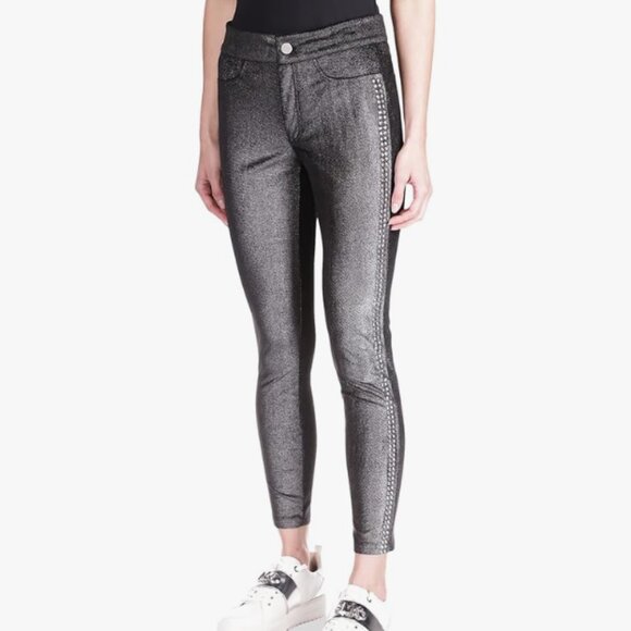 Michael Kors Velvet Leggings Studed Tight Pants Bling Dark Gray Small - Picture 1 of 11